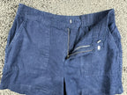 Nicole Miller New York 100% Linen Shorts M Navy Blue Patch Pocket Elastic Waist