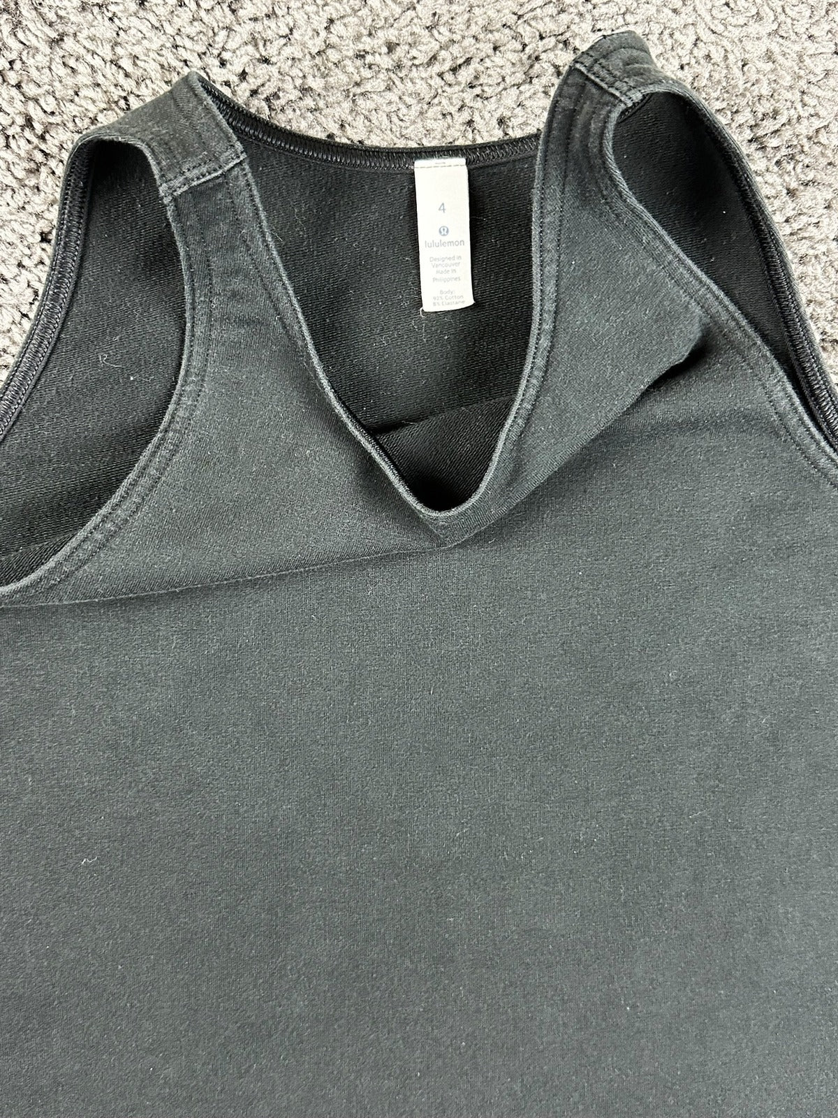 Lululemon Essential High Neck Swing Tank Top Black Cotton Stretch Athletic Sz 4