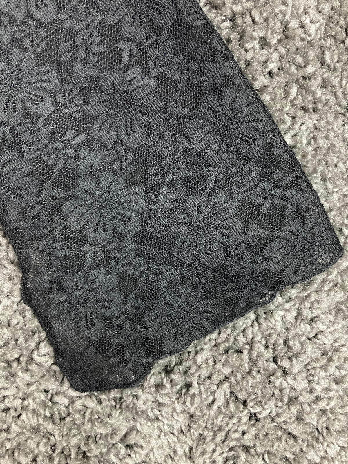 Baranda Top Women XS Black Lace Long Sleeve Velour Fitted Floral Mesh Stretch