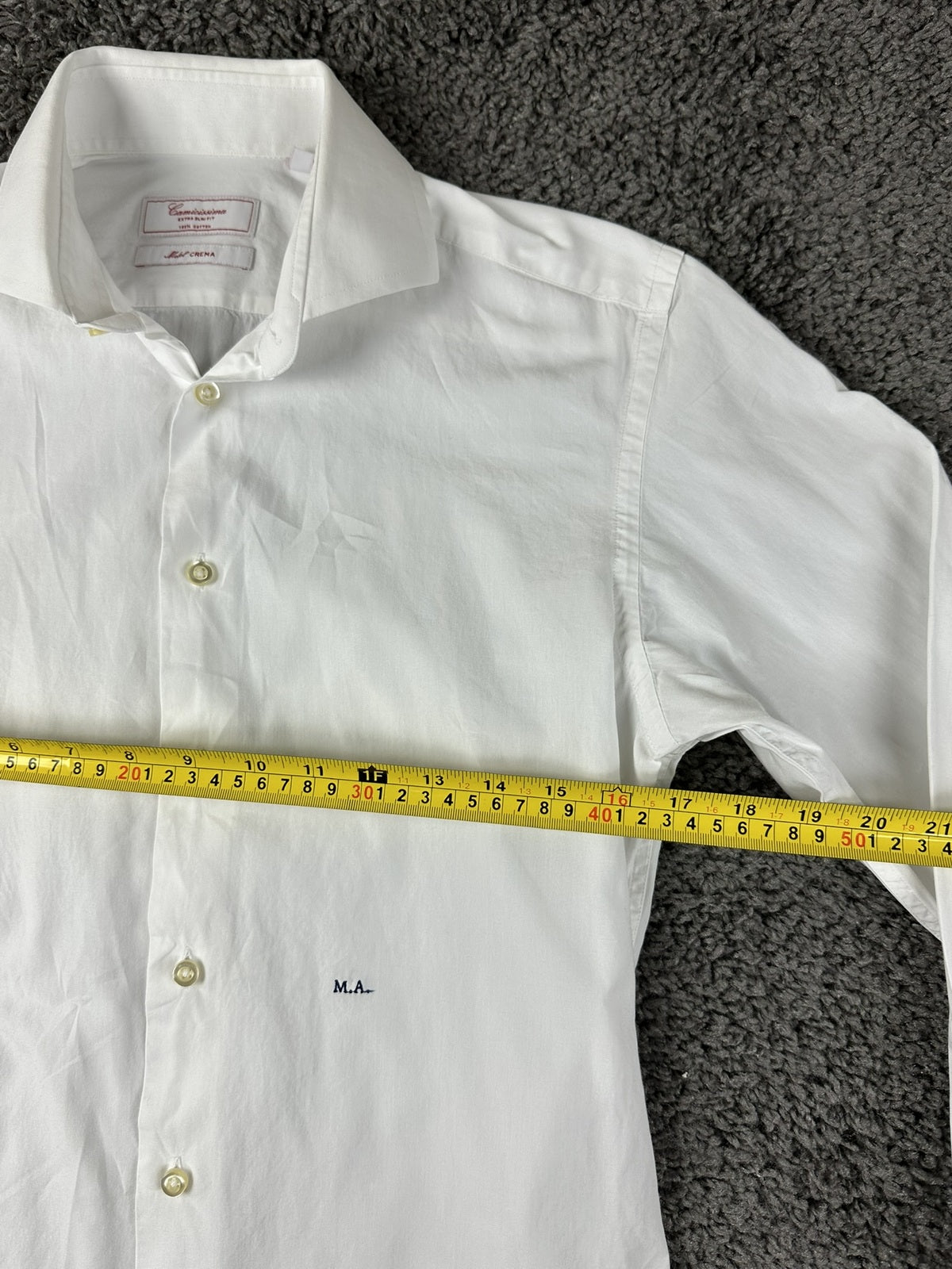 Camicissima Milano Dress Shirt Mens 39/15.5 White Extra Slim Fit Model Crema