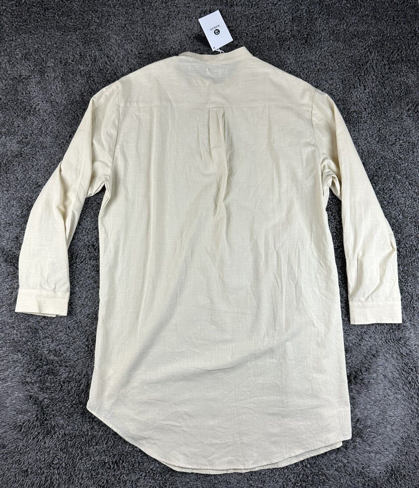 Runcati Linen Blend Grandad Collar Henley Tunic Shirt Beige 2XL NWT Mandarin