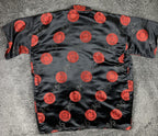 Double Peach Silk Kimono Robe Black Red Dragon Size Small Missing Sash