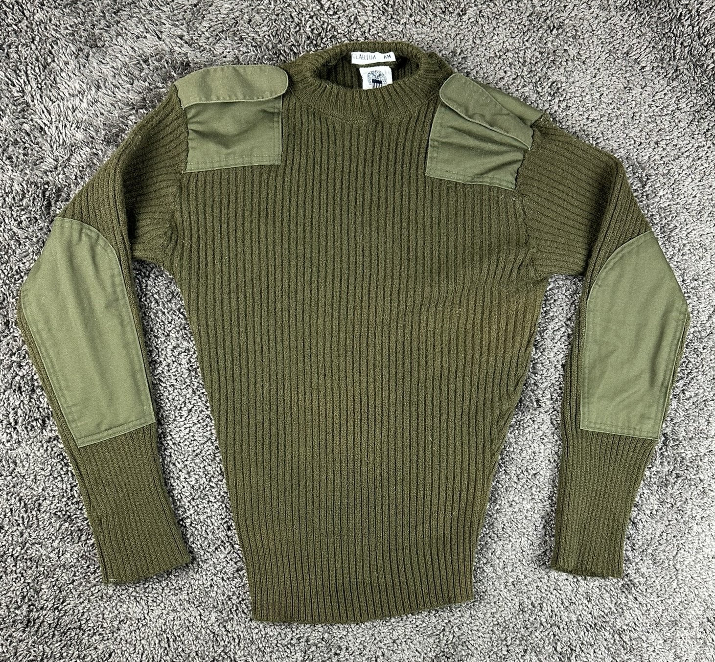USMC Military 100% Wool Commando Service Sweater Olive Green Size 42