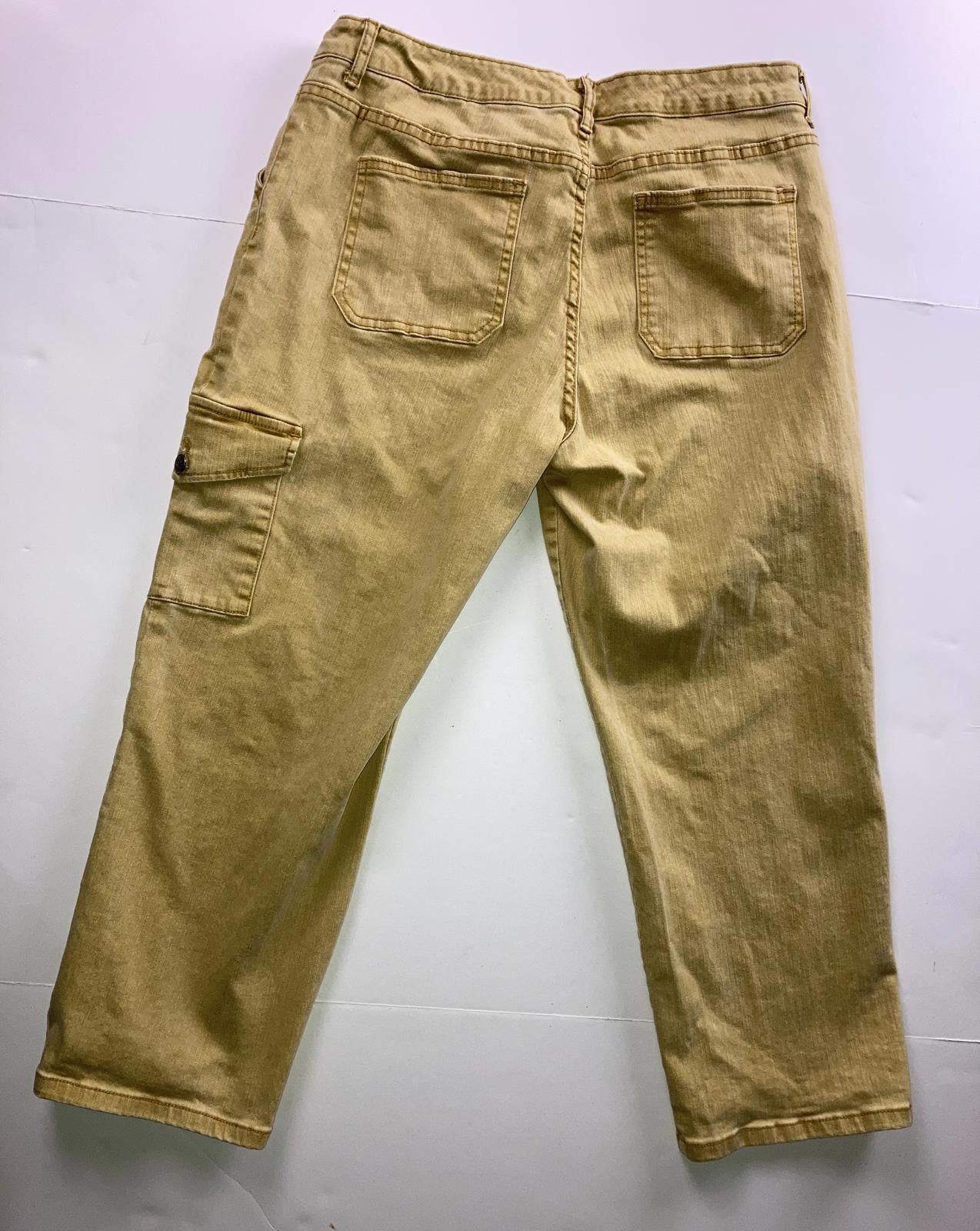 LOGO by Lori Goldstein Women’s Boyfriend Pants Cargo Size 14P Honey Tan Stretch