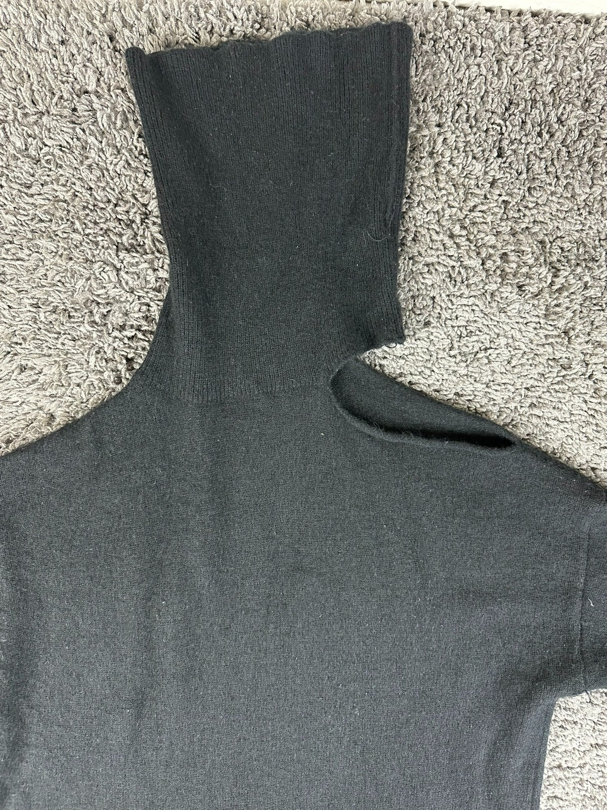 PAIGE Raundi Black Wool Cutout Shoulder Turtleneck Maxi Sweater Dress L