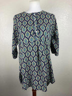Fig & Flower Anthropologie Kendra Tunic Top Women’s Small Boho Geometric Print