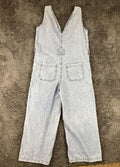 Mango MNG Denim Light Wash Wide Leg Jumpsuit Womens Sleeveless Pockets Size M