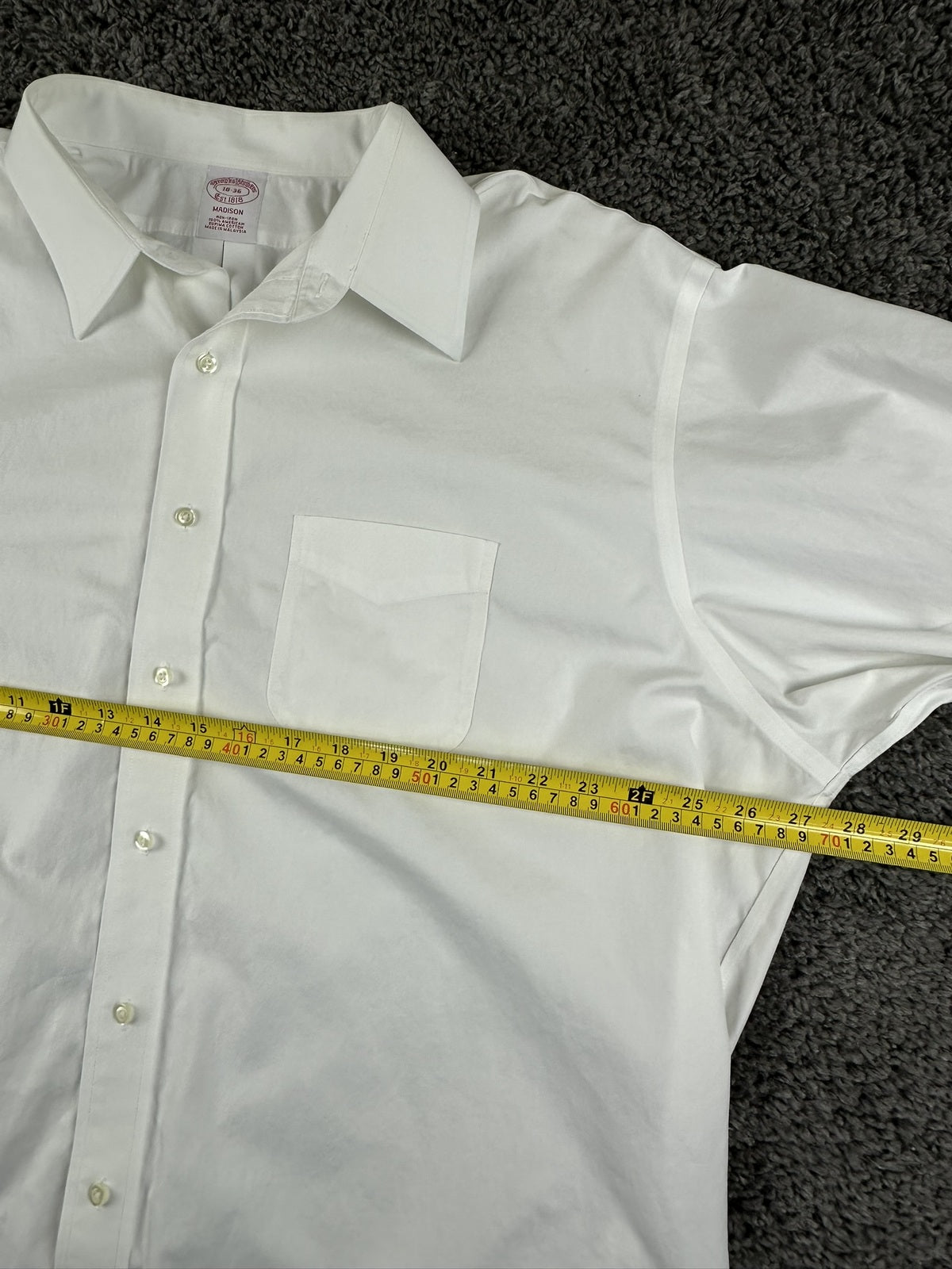 Brooks Brothers Madison Mens Dress Shirt 18/36 White Non Iron Supima Cotton