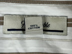 Faconnable Mens XL White Brown Stripe Long Sleeve Button Up Cotton Shirt