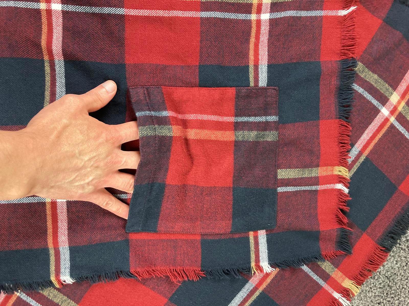 Grace & Lace Blanket Scarf Plaid Red Navy Fringe Wrap Shawl 72x38 in.