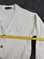 Vintage Cambridge Classics Mens Cardigan Sweater XL Cream Cotton Knit USA Made