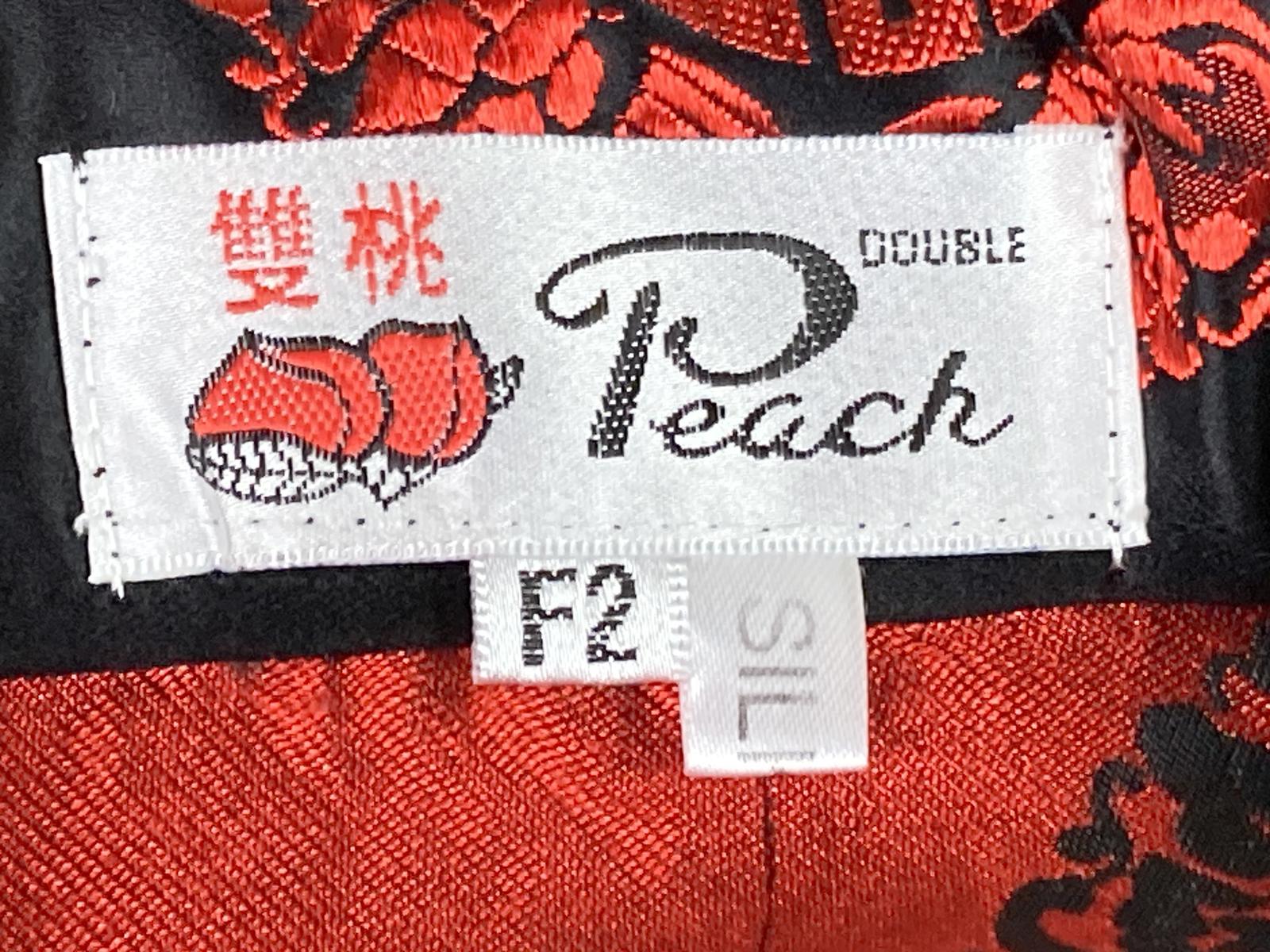 Double Peach Silk Kimono Robe Black Red Dragon Size Small Missing Sash