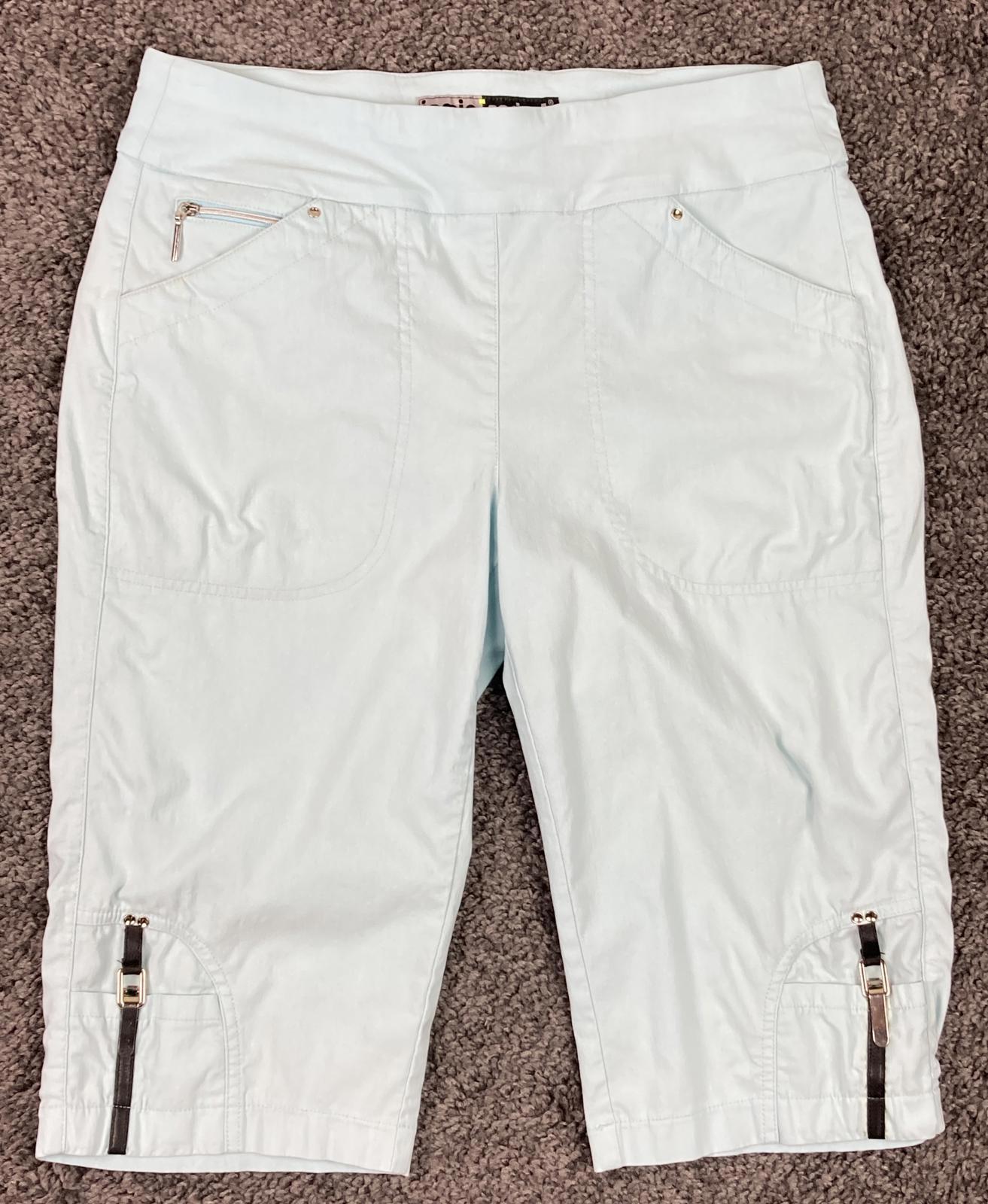 Jamie Sadock Capri Golf Pants Womens Size 8 Light Blue Stretch Buckle Straps