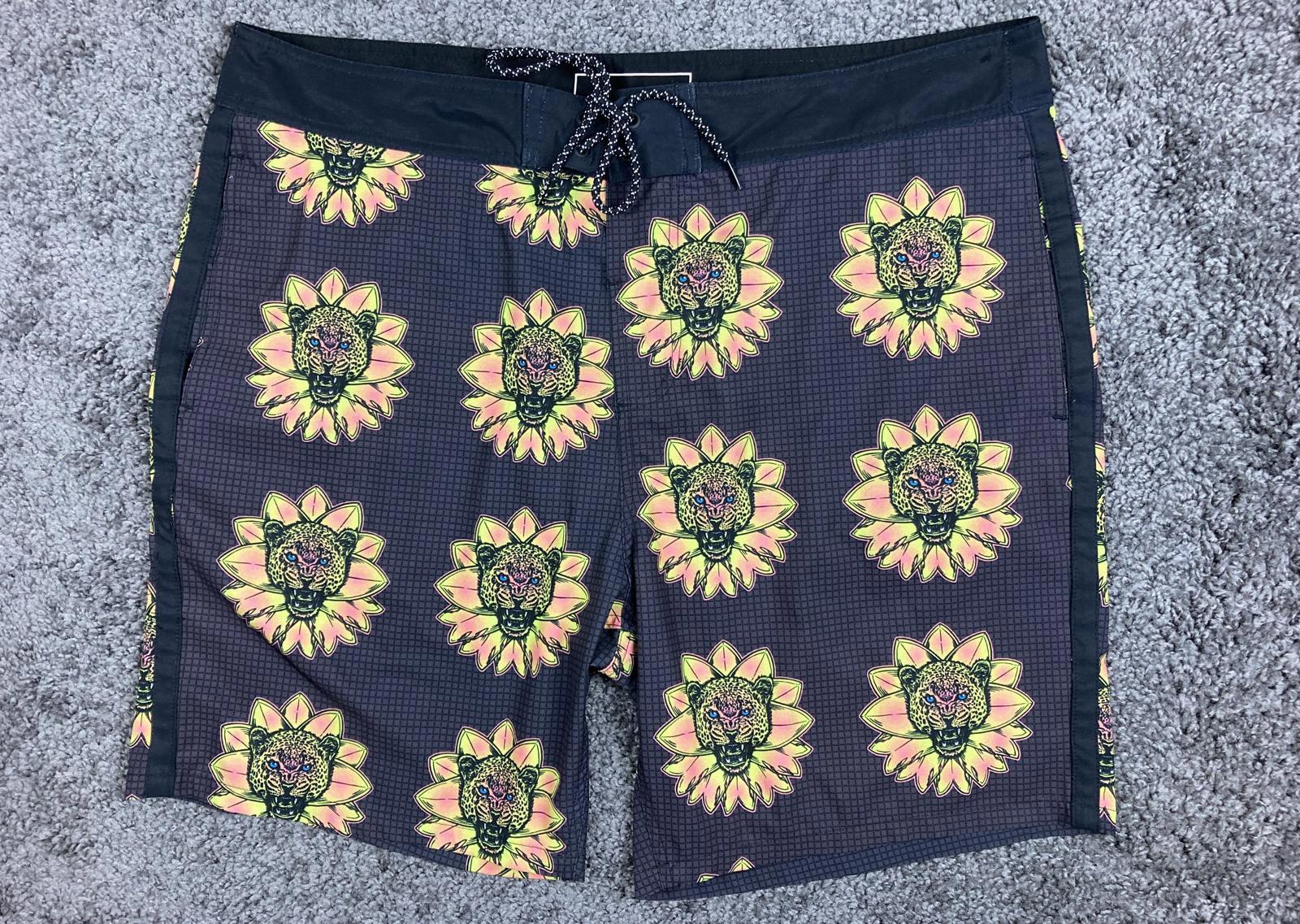 Vintage Y2K Lost Enterprises Board Shorts Swim Trunks Men’s 38 Leopard Graphic