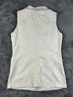 Halston Womens Medium Beige Linen Blend Sleeveless Blazer Vest Double Breasted