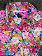 Kate Spade New York Womens Floral Pajama Top Pink Stretch Short Sleeve Sz M