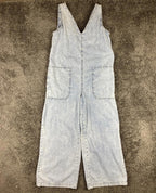 Mango MNG Denim Light Wash Wide Leg Jumpsuit Womens Sleeveless Pockets Size M