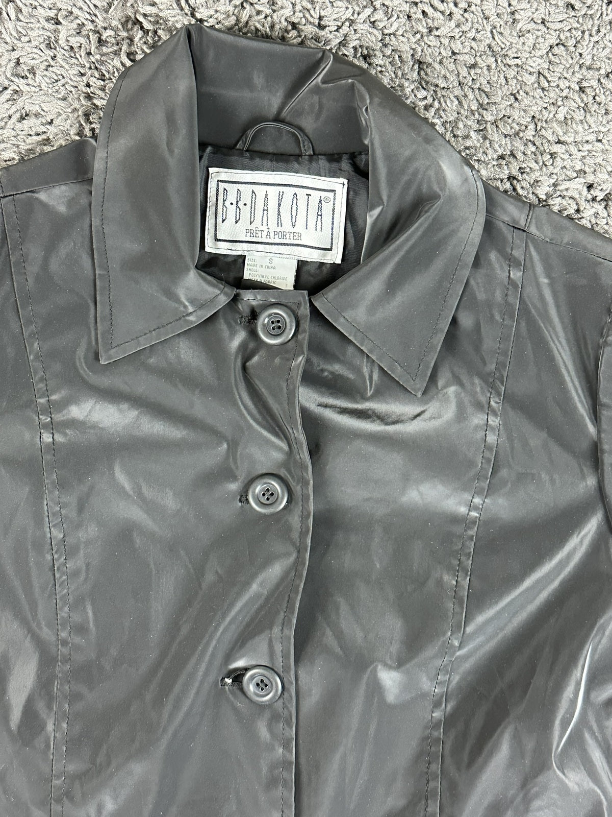 BB Dakota Pret a Porter Vintage Womens Faux Leather Jacket Small Black Y2K