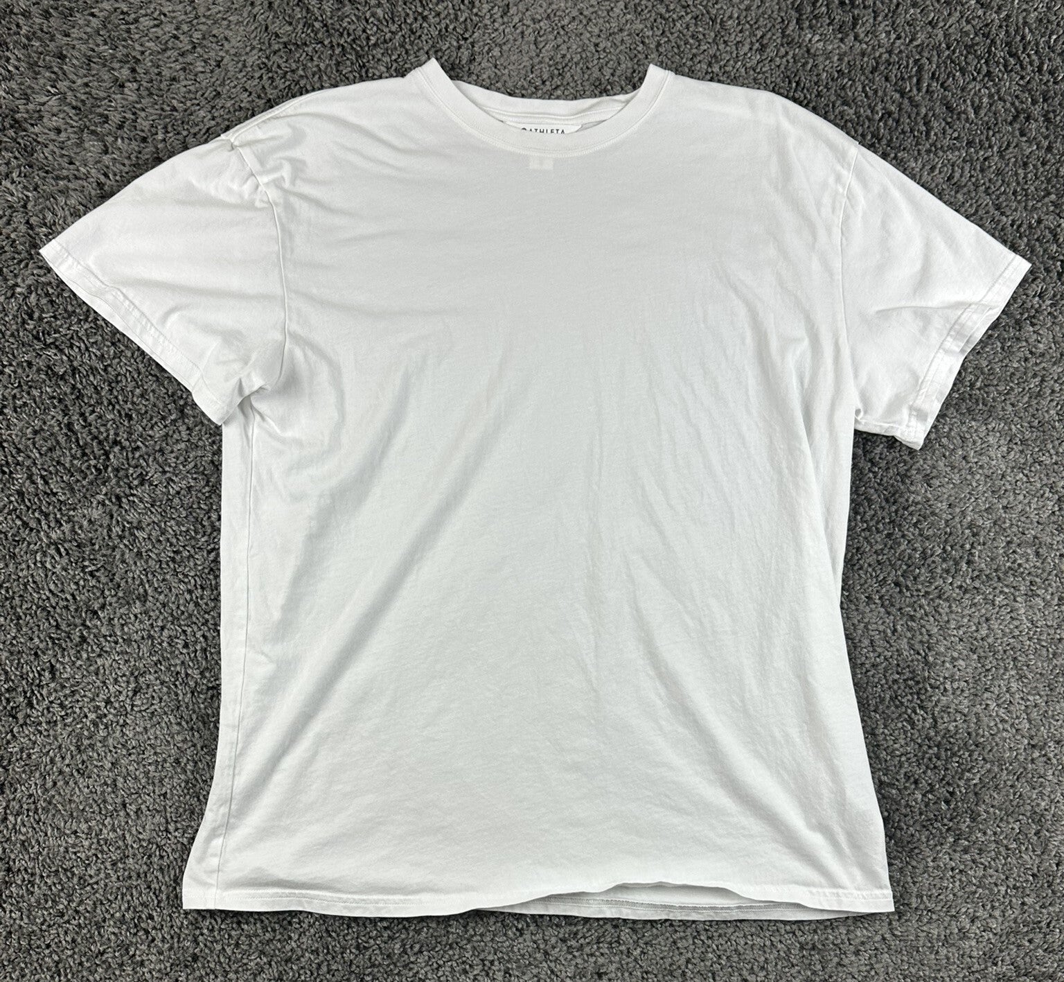 Athleta True Cotton Tee White Womens L Relaxed Fit Crew Neck Short Sleeve Shirt