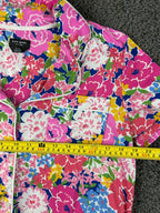Kate Spade New York Womens Floral Pajama Top Pink Stretch Short Sleeve Sz M