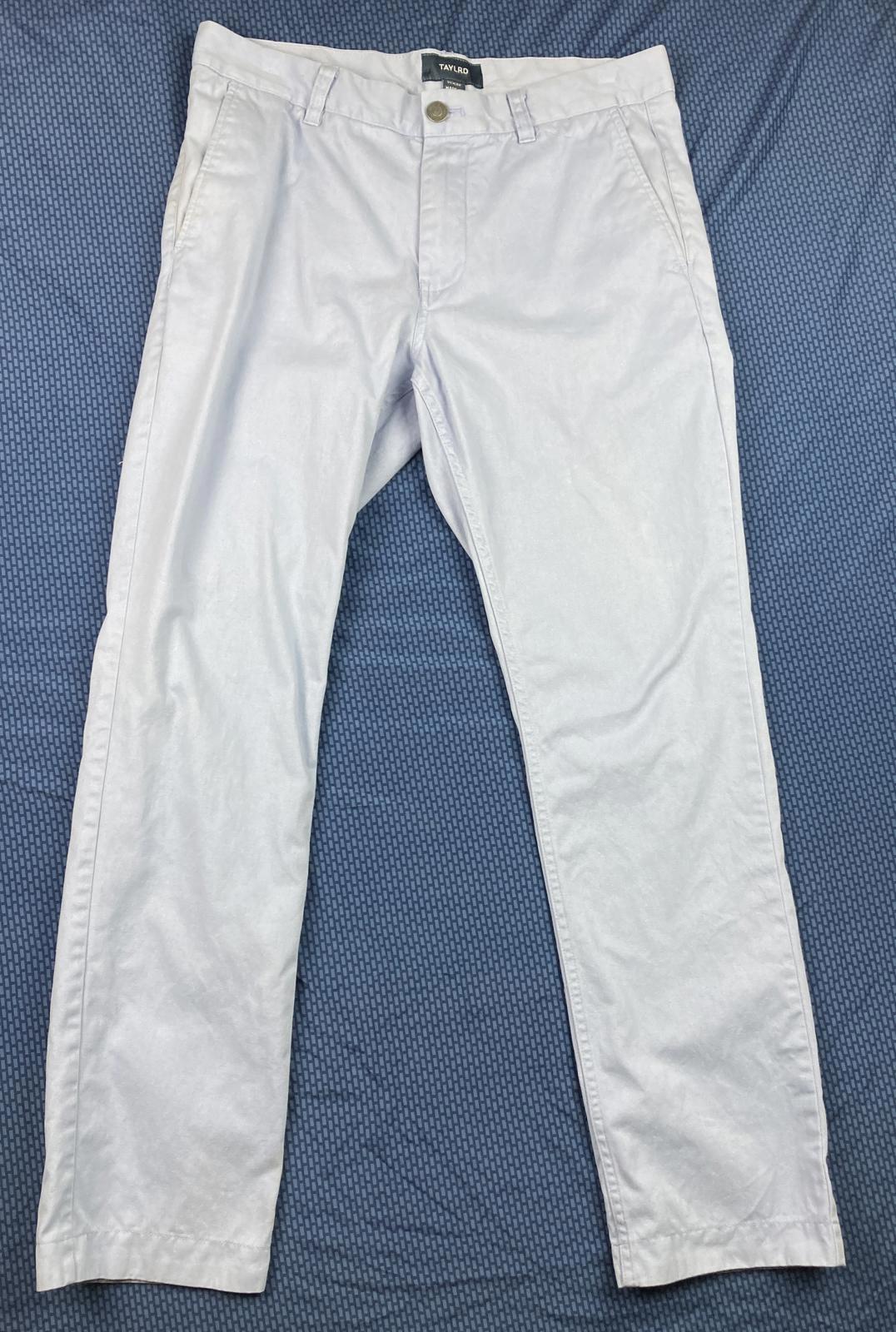 TAYLRD Men’s Slim Fit Chino Pants Sz 31x32 Lt Blue Cotton Casual Dress Trouser