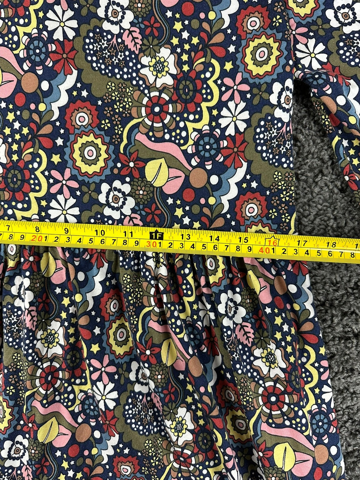 Boden Button Through Jersey Dress US 10R Multicolor Floral V-Neck Long Sleeve