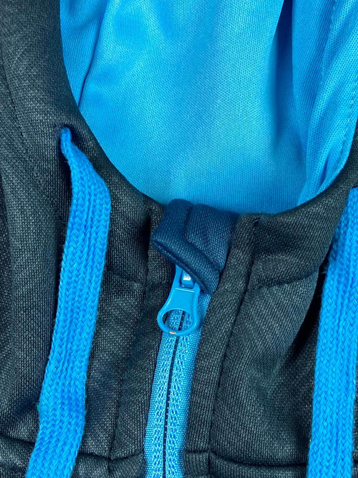 Alanic Running Man Allstate Hot Chocolate 15k 5k Blue Full Zip Hoodie Jacket XL