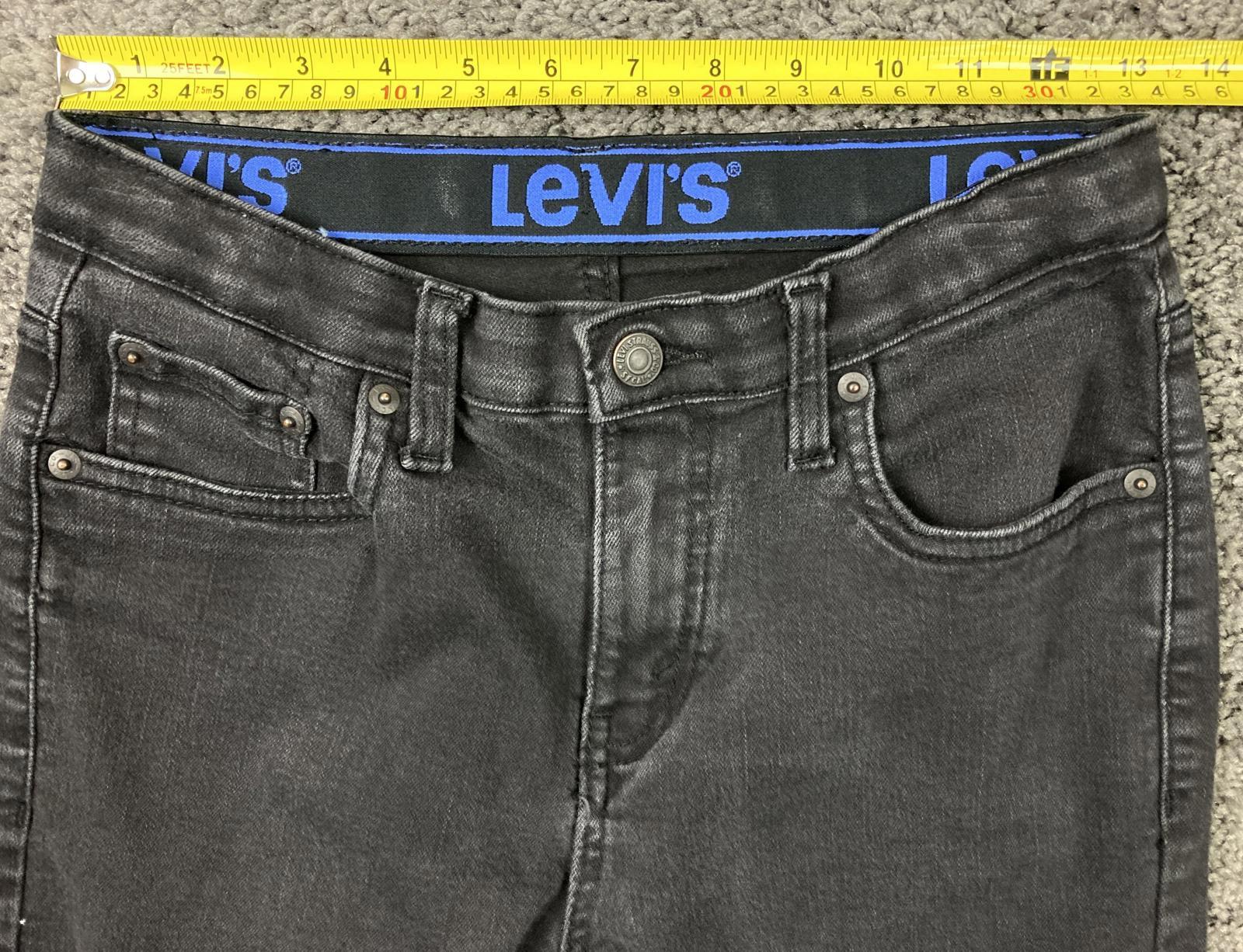 Levi's 502 Straight Fit Jeans Black Denim Stretch Dark Wash Youth Sz 16 (28x30)