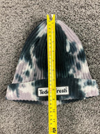 Teddy Fresh Tie-Dye Knit Beanie Hat Black Gray One Size 100% Cotton