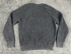 Lucky Brand Mens Medium Charcoal Acid Wash Ribbed Cotton Crewneck Sweater