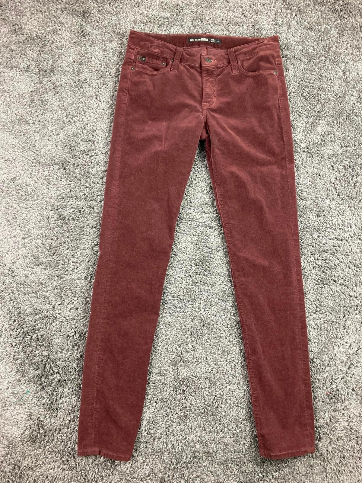 Big Star 1974 Alex Skinny Corduroy Pants Womens 27R Burgundy Stretch