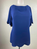 STS Sail to Sable Top Women's Polycrepe Scallop Hem Blue Polyester Size Small