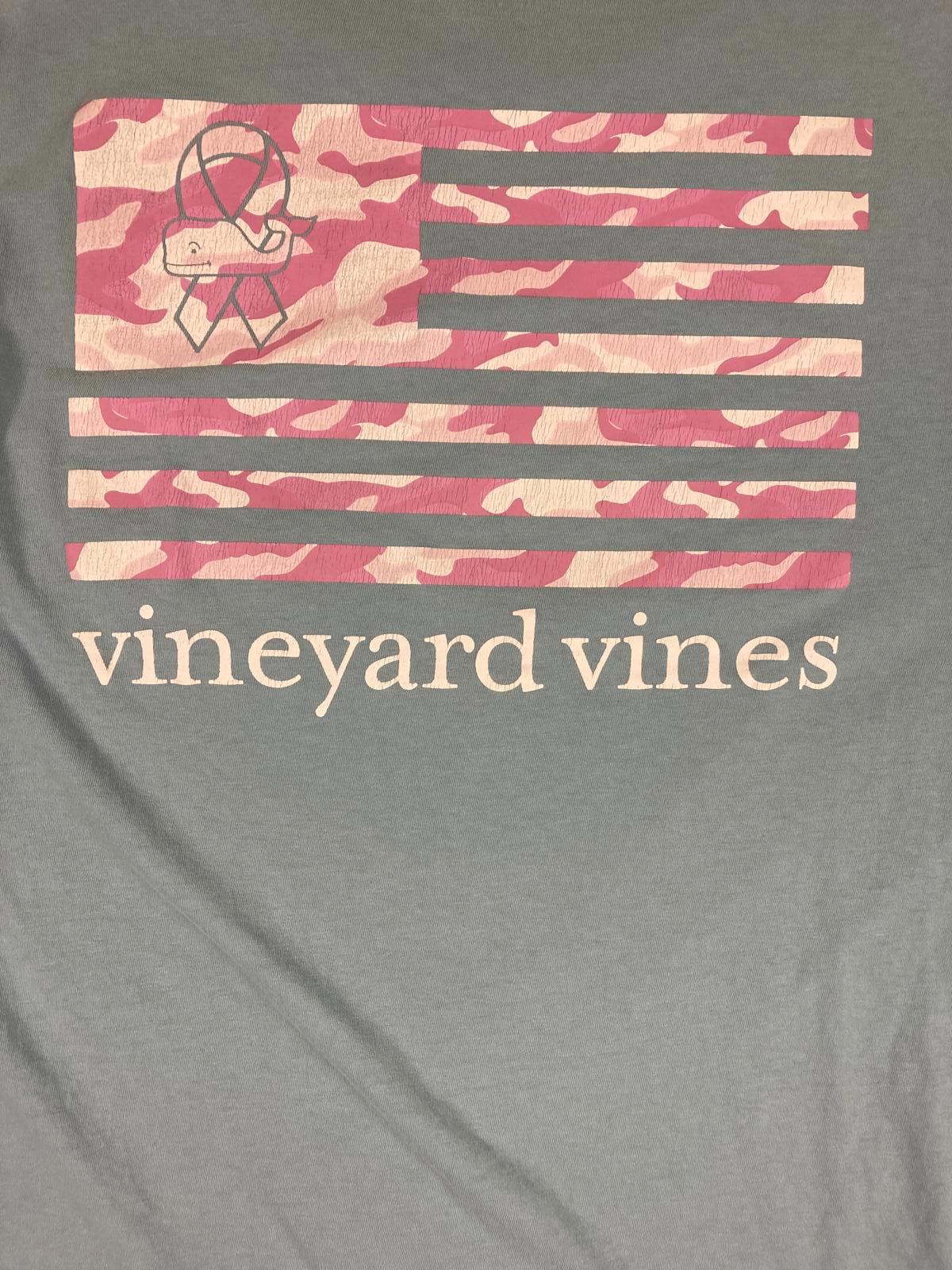 Vineyard Vines Mens XL Long Sleeve Pocket T Shirt Blue Pink Camo Flag 1V016521