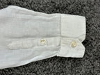 David Naman Mens M White 100% Linen Band Collar Mandarin Shirt Long Sleeve