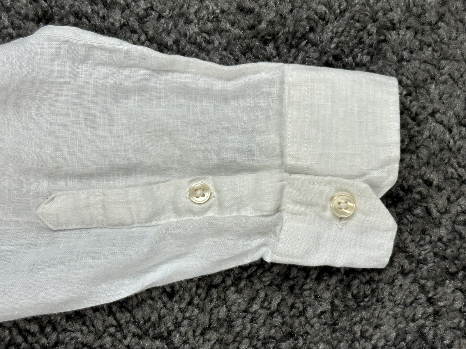 David Naman Mens M White 100% Linen Band Collar Mandarin Shirt Long Sleeve