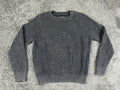 Lucky Brand Mens Medium Charcoal Acid Wash Ribbed Cotton Crewneck Sweater
