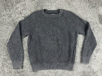 Lucky Brand Mens Medium Charcoal Acid Wash Ribbed Cotton Crewneck Sweater