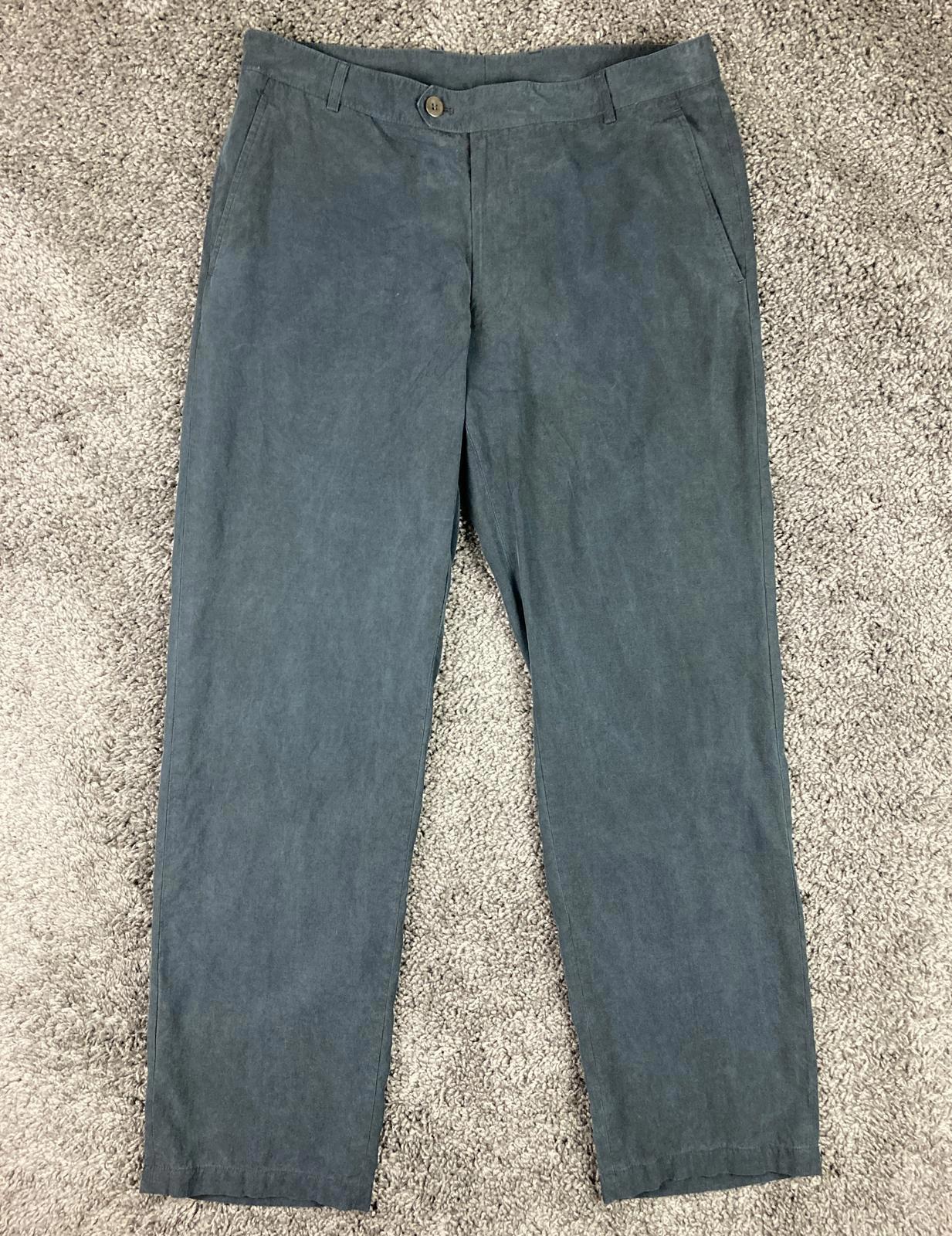 Armani Collezioni Pants Mens Black Poly Tencel Blend Dress Trousers Sz 35x33