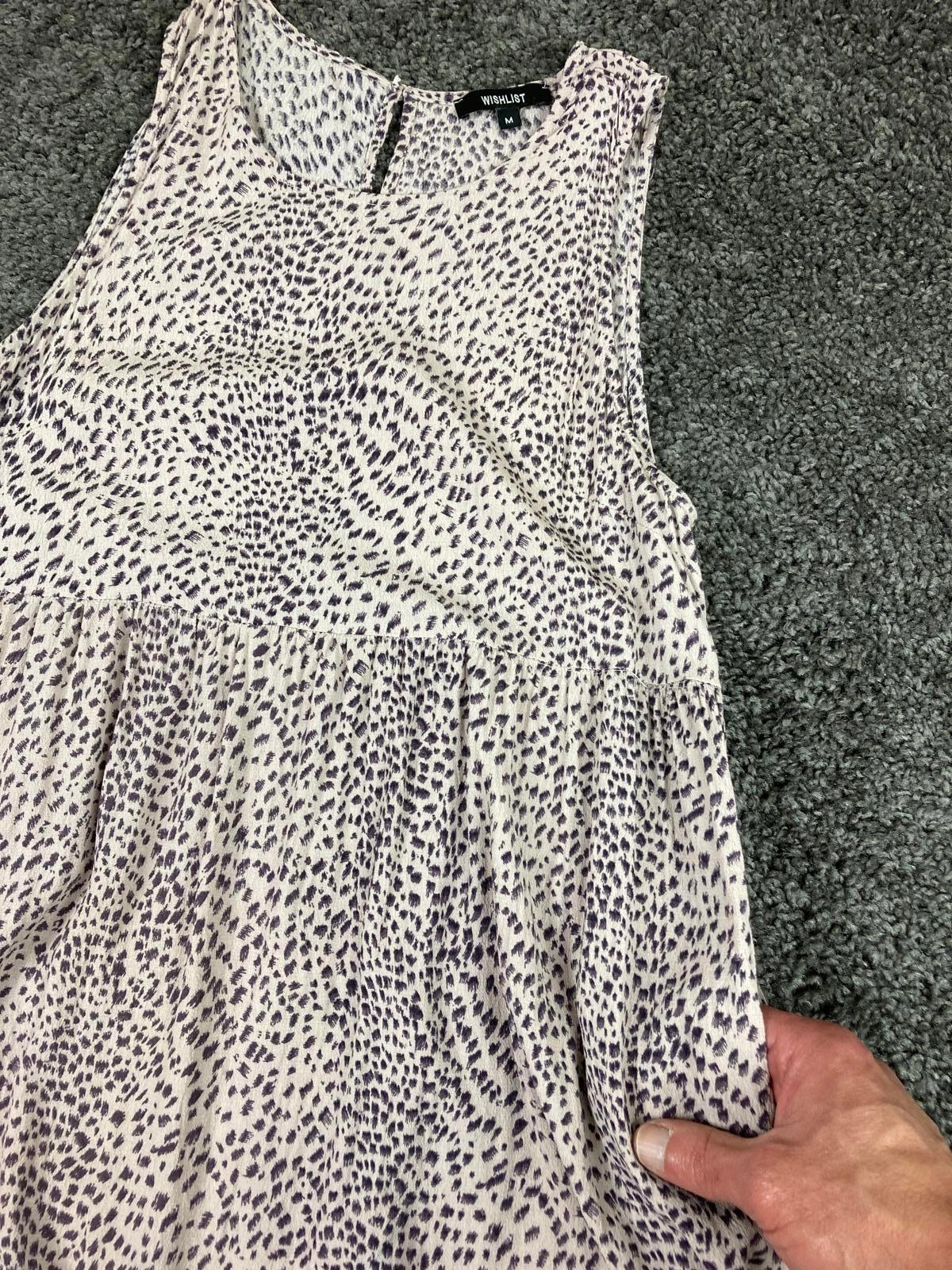Wishlist Maxi Dress Animal Print Women’s Ivory Sleeveless Tiered Size M