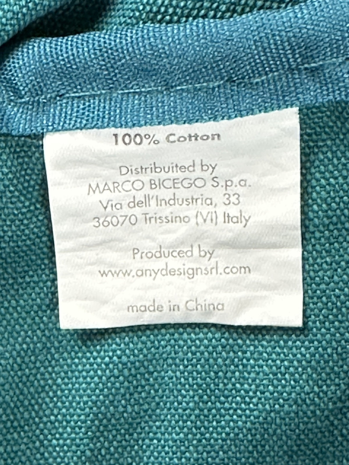 Marco Bicego Cotton Tote Bag Teal Blue Logo Reusable Shopping 19x23