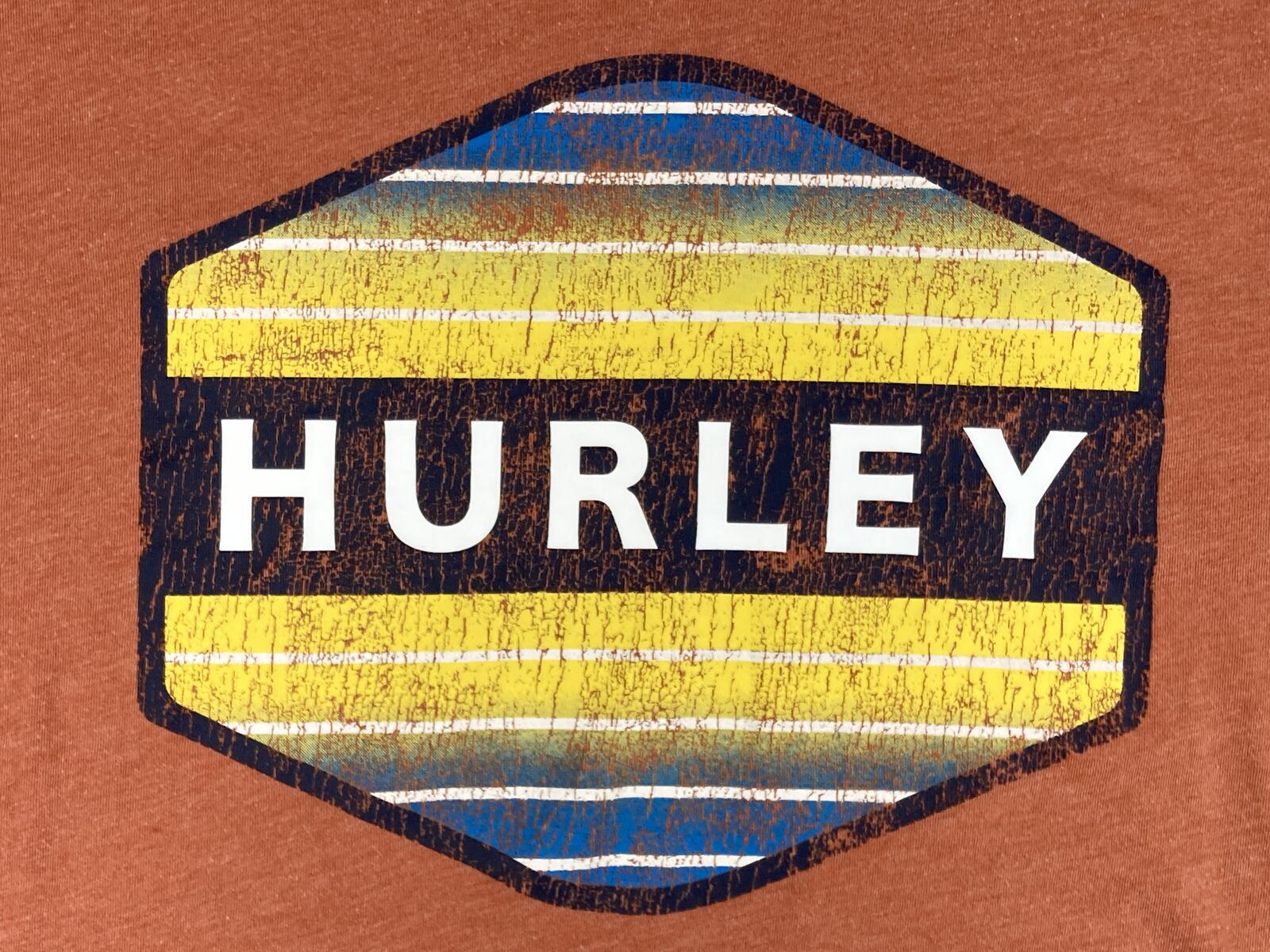 Hurley Mens XL Orange Heather Hexagon Sunset Logo Graphic T-Shirt Premium Fit