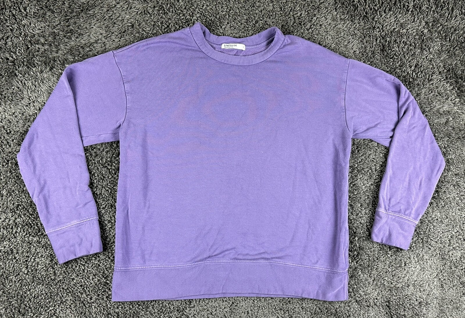Stateside Womens Large L Softest Fleece Crewneck Sweatshirt Purple Pullover USA