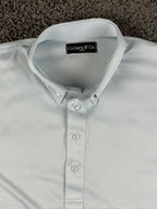 Collars & Co Mens Large Light Blue Dress Collar Polo Shirt Short Sleeve Stretch
