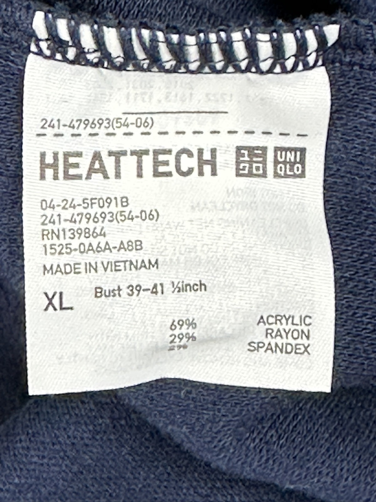 Uniqlo Heattech Stretch Fleece Quarter Zip Pullover Womens XL Navy Blue
