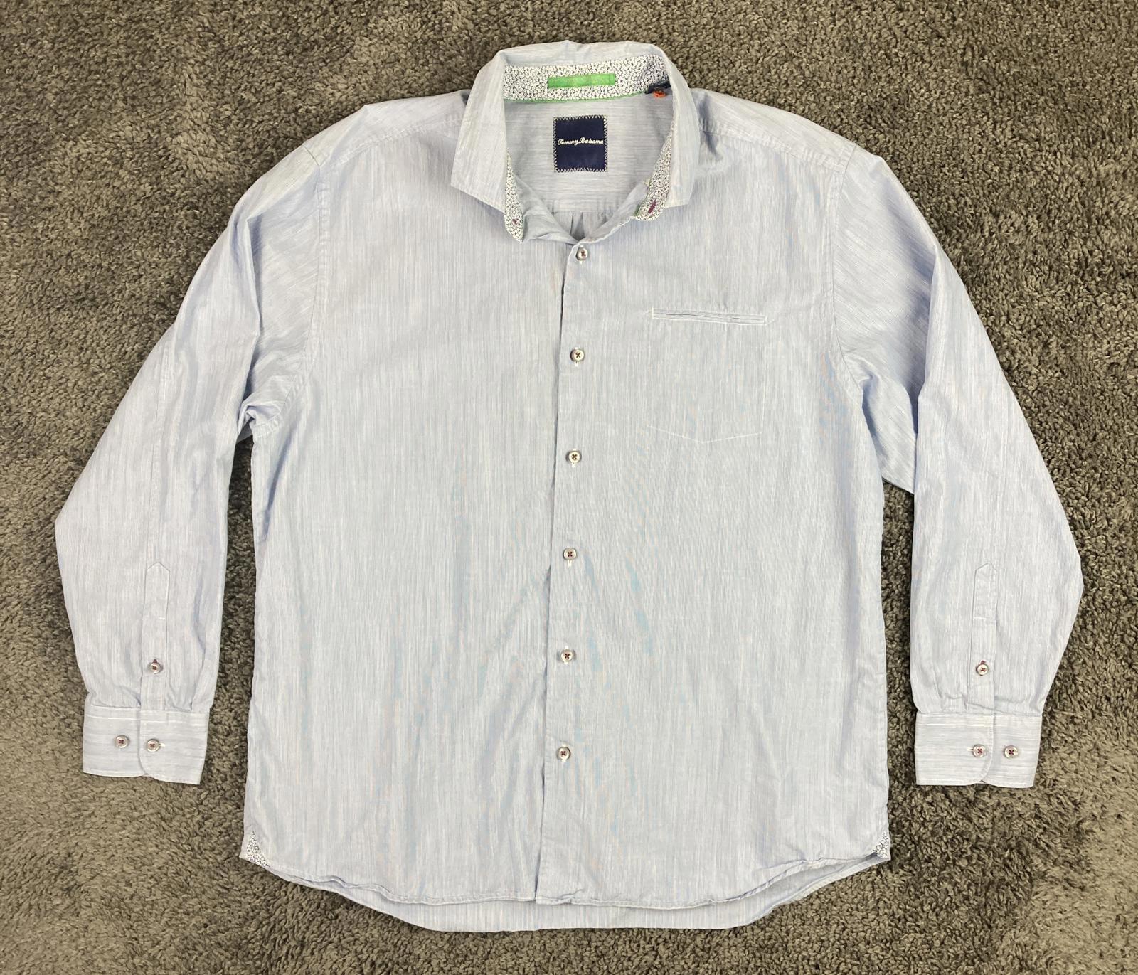 Tommy Bahama Mens Long Sleeve Button Front Shirt Size XL Blue White Stripe