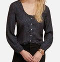 Dolan Collection By Anthropologie Navy Button Front Leopard Blouse Size Large