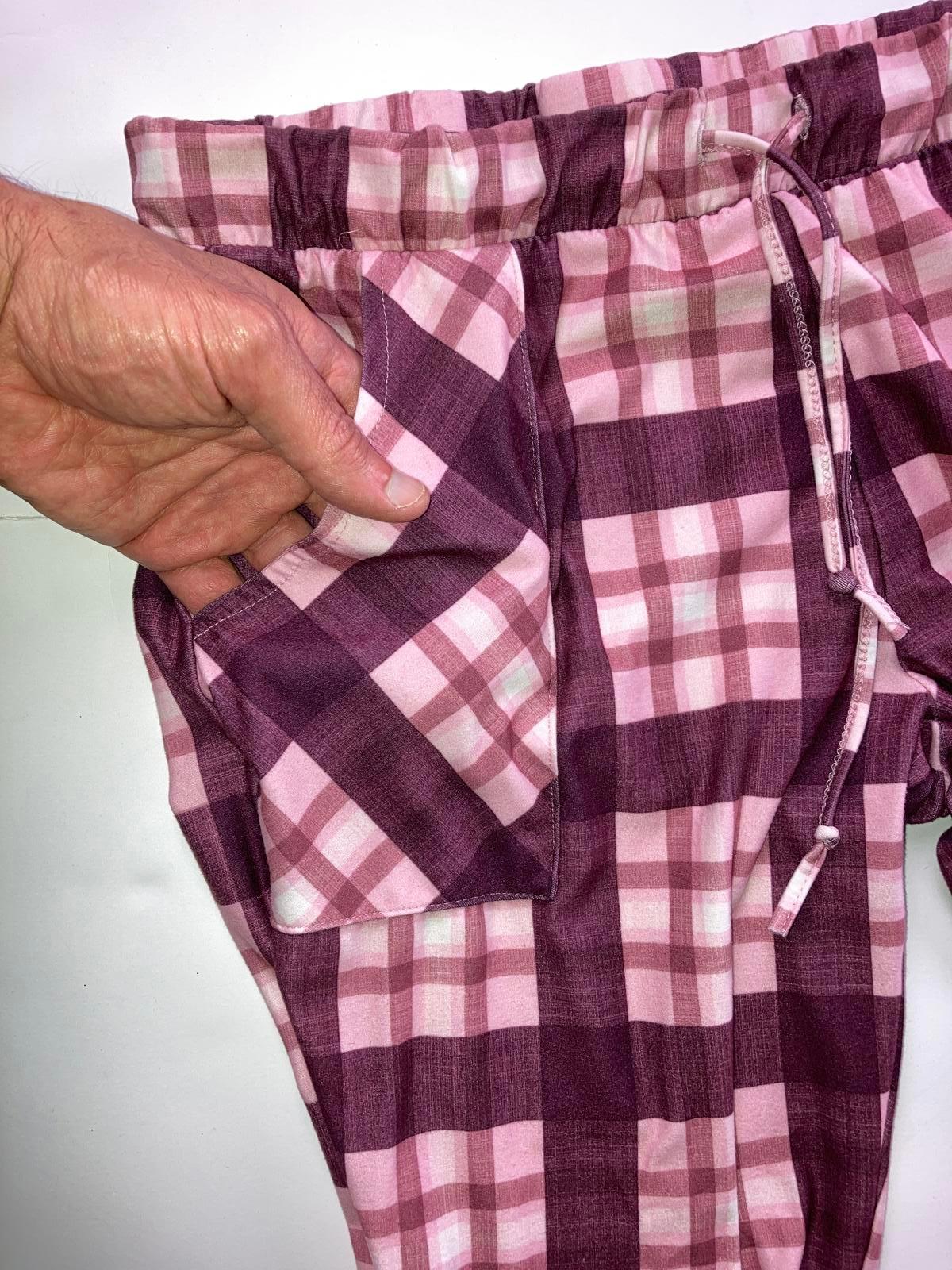 Lucky Brand Women’s Pajama Lounge Pants Size S Pink Plaid Drawstring Pockets