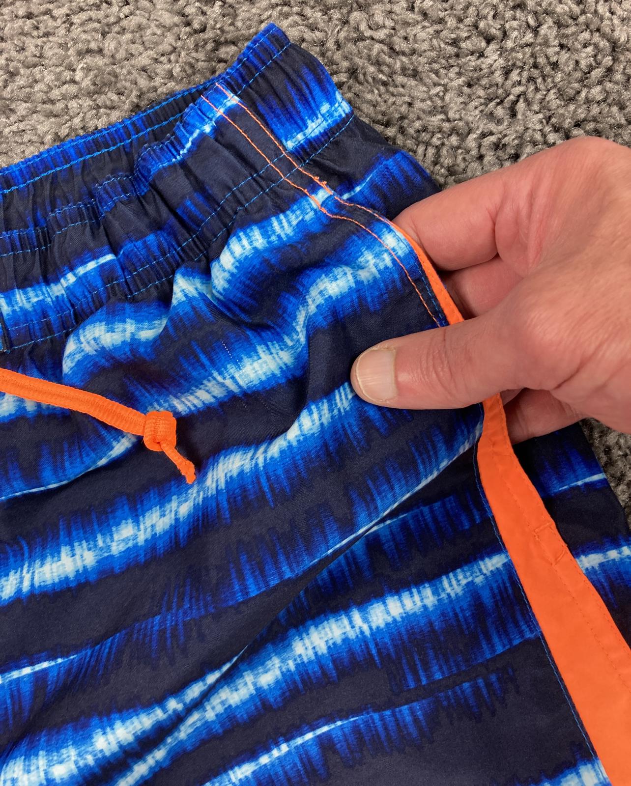 Nike Swim Trunks Mens L Blue Tie Dye Boardshorts Mesh Lined Orange