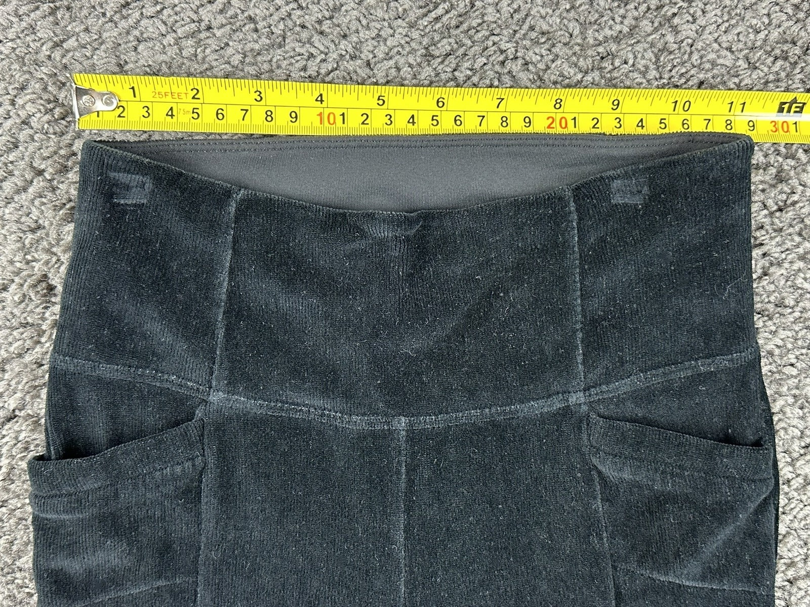 Athleta Black Corduroy Metro High Waisted Leggings Pants Pockets XS