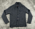 Barbour Beacon Brand Mens L Wool Blend Cardigan Sweater Jacket Herringbone Gray
